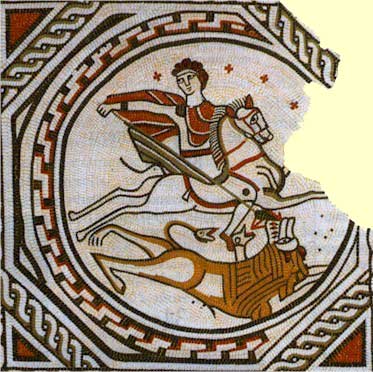 Fragment of mosaic from Croughton (painting by David S. Neal).